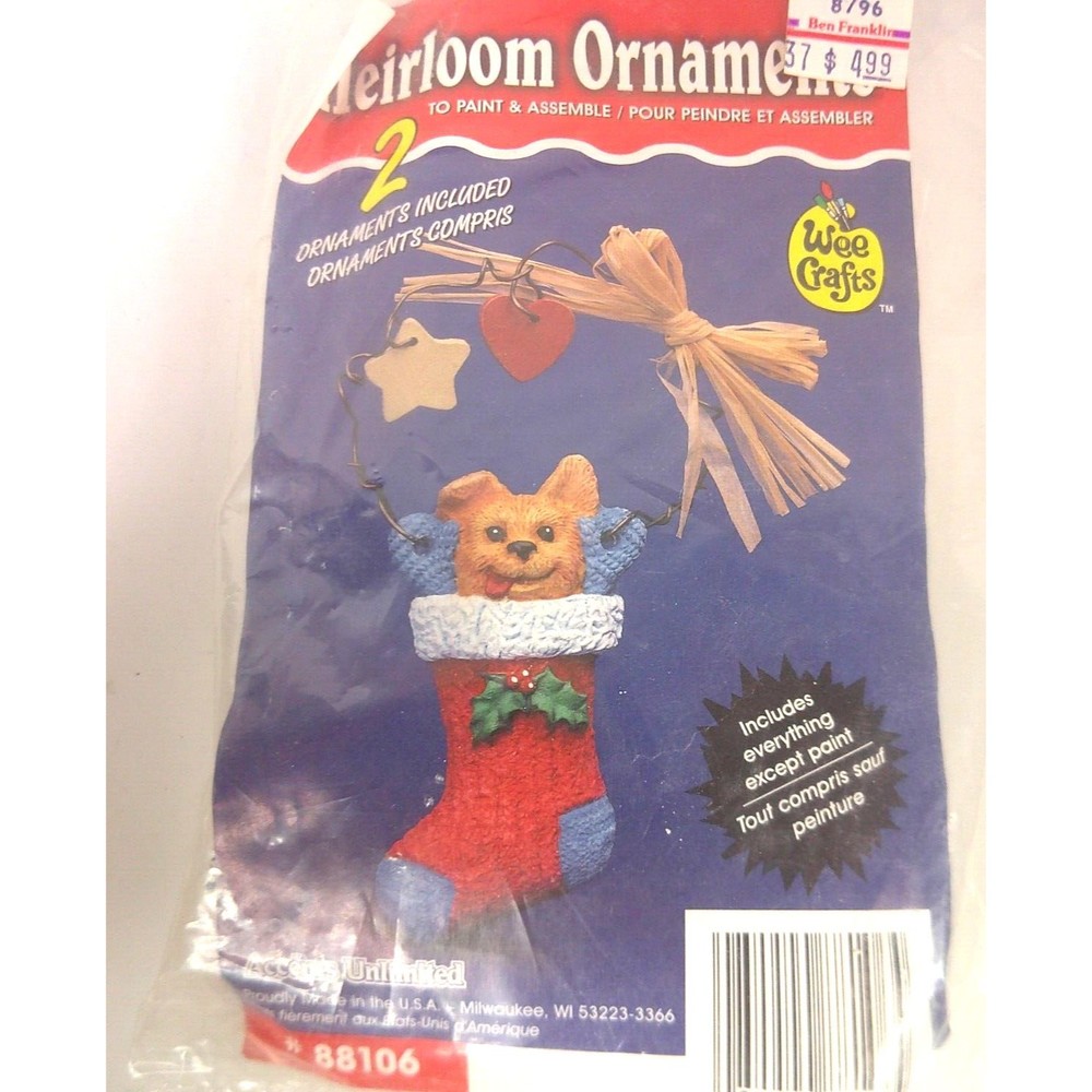 Vintage Accents Unlimited Ready Paint Heirloom Ornament Kit 88106 Dog Stocking